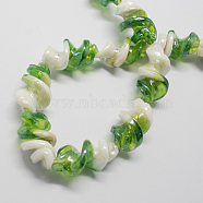 Lampwork Beads, Pearlized Twist, Yellow Green, 28x15x13mm, Hole: 2.5mm(LAMP-R526-7)