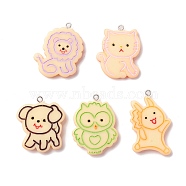 Opaque Resin Pendants, Platinum Tone Iron Loop, Imitation Biscuits, Animal, Sandy Brown, 34~40x26~31x4~5mm, Hole: 1.5mm(CRES-I027-13P)