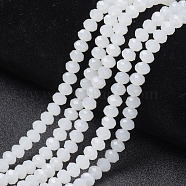 Glass Beads Strands, Imitation Jade, Faceted, Rondelle, White, 3x2mm, Hole: 0.8mm, about 165~169pcs/strand, 15~16 inch(38~40cm)(EGLA-A034-J2mm-D05)
