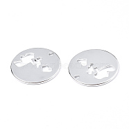 201 Stainless Steel Pendants, Flat Round with Bat, Stainless Steel Color, 25x1mm, Hole: 2mm(STAS-N098-073P)