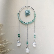 Glass Pendant Decoration, Suncatchers, with Metal Findings, Natural Green Aventurine, 400x90mm(DJEW-PW0019-11F)
