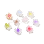 Luminous Resin Decoden Cabochons, Glow in the Dark Flower, Mixed Color, 10x10x5mm(RESI-K036-06F)