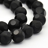 Frosted Glass Round Bead Strands, Black, 8mm, Hole: 1mm, about 51pcs/strand, 15.74 inch(GLAA-L002-01-8mm)
