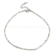 Glass Beaded Necklace, with Alloy Clasps, Colorful, 16.10 inch(40.9cm)(NJEW-Z029-05O)