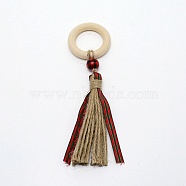 Wooden Napkin Rings, with Jute & Polyester Tassel, For Wedding Christmas Banquet Dinner Decoration, Indian Red, 190mm(DIY-TAC0016-14B)