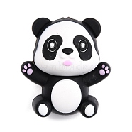 Silicone Beads, Panda, Black, 28x25.5x17.5mm, Hole: 2mm(SIL-S010-05A)