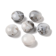 Two Tone Opaque Acrylic Beads, Imitation Gemstone, Flat Round, Light Grey, 16.5x16.5x9.5mm, Hole: 2.1mm, about 297pcs/500g(MACR-M044-25)