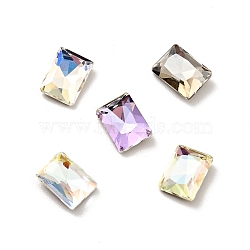 K9 Glass Rhinestone Cabochons, Flat Back & Back Plated, Faceted, Rectangle, Mixed Color, 8x6x2.5mm(RGLA-F076-B)