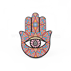 Porcelain Cup Mats, Coasters, with Anti-slip Cork Bottom, Water Absorption Heat Insulation, Hamsa Hand/Hand of Miriam with Eye, Indian Red, 150x100mm(PORC-PW0001-074F)