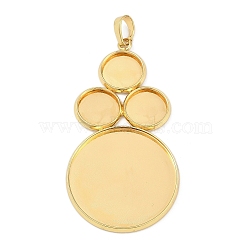 Brass Big Pendant Cabochon Settings, Long-Lasting Plated, Rack Plating, Flat Round, Golden, Tray: 12mm and 30mm, 60x32x2mm, Hole: 7x5mm(KK-F891-05G)