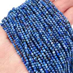 Natural Lapis Lazuli Beads Strands, Faceted, Round, 2mm, Hole: 0.6mm, about 199pcs/strand, 15.51''(39.4cm)(G-H003-B07-02)