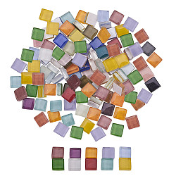 PandaHall Elite Glass Cabochons, Square, Mixed Color, 9.5~10x9.5~10x4mm(GLAA-PH0007-45)