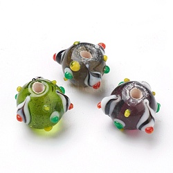 Handmade Bumpy Lampwork Beads, Colorful, 12~16x8~11mm, Hole: 3mm, about 33pcs/strand, 13.39 inch(34cm)(LAMP-J092-09)