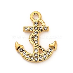 304 Stainless Steel Crystal Rhinestone Pendants, Helm, Real 18K Gold Plated, 19x15.5x2.5mm, Hole: 1.8mm(STAS-P385-07A-G)