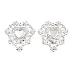 304 Stainless Steel Pendants, Sacred Heart Charms, Stainless Steel Color, 37.5x37x3mm, Hole: 2mm(SA-CBAB51A-07P)