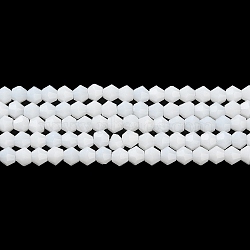 Opaque Solid Color Imitation Jade Glass Beads Strands, Faceted, Bicone, White, 4x4mm, Hole: 0.8mm, about 82~85pcs/strand, 12.01~12.2 inch(30.5~31cm)(EGLA-A039-P4mm-D15)