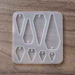 DIY Pendant Silicone Molds, Resin Casting Molds, for UV Resin, Epoxy Resin Jewelry Making, Diamond, 76x71.5x6mm, Hole: 1.8mm, Inner Diameter: 13~51.5x8~21.5mm(SIMO-F145-02)