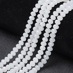 Glass Beads Strands, Imitation Jade, Faceted, Rondelle, White, 2.9~3.3x2mm, Hole: 0.8mm, about 145~150pcs/strand, 34~35cm(EGLA-A034-J2mm-D05)