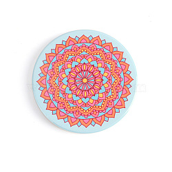 Porcelain Cup Mats, Flat Round Shape Mandala Pattern Coaster, Light Blue, 90mm(PW22061141336)