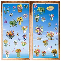 8 Sheets 8 Styles PVC Waterproof Wall Stickers, Self-Adhesive Decals, for Window or Stairway Home Decoration, Flower, 200x145mm, 1 sheet/style(DIY-WH0345-168)