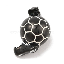 304 Stainless Steel Pendants, Football & Shoes Charm, Black, 35x21x17mm, Hole: 3.5x8mm(STAS-G346-01EB)