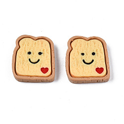 Opaque Resin Decoden Cabochons, Imitation Food, Toast with Smiling Face, Peru, 22x19x4.5mm(X-CRES-S307-049)
