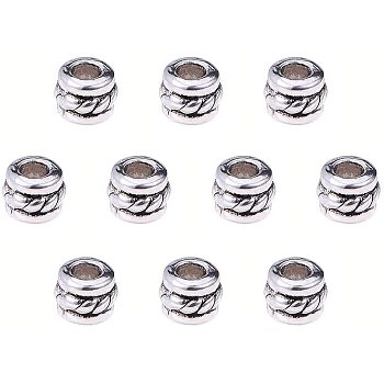 Alloy Tibetan Style Grooved Spacer Beads, Antique Silver, 4x5mm, Hole: 2.2mm, 300pcs/box