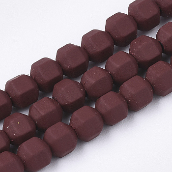 Spray Painted Non-magnetic Synthetic Hematite Beads Strands, Star Cut Round Beads, Faceted, Brown, 4x4x4mm, Hole: 0.5mm, about 100pcs/strand, 15.7 inch