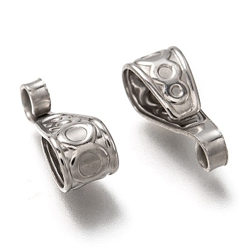 Non-Tarnish 304 Stainless Steel Snap on Bails, Stainless Steel Color, 15.5x6x6.5mm, Hole: 2.6mm