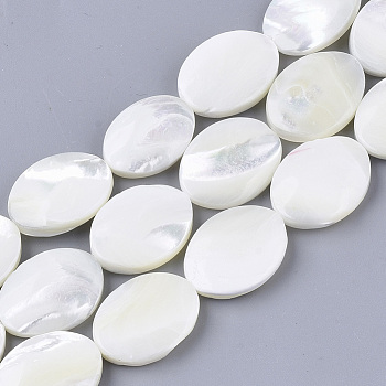 Natural Trochid Shell/Trochus Shell Beads Strands, Oval, Creamy White, 20x15x4.5~5.5mm, Hole: 1mm, about 20pcs/Strand, 15.75 inch