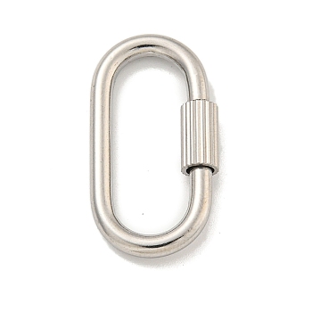 304 Stainless Steel Screw Carabiner Lock Charms, for Necklaces Making, Oval, 31.5x16x3mm