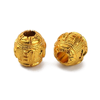 Alloy Six-character Mantra Beads, Round, Golden, 10x9.5mm, Hole: 3.5mm