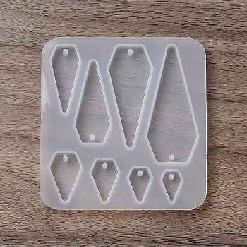 DIY Pendant Silicone Molds, Resin Casting Molds, for UV Resin, Epoxy Resin Jewelry Making, Diamond, 76x71.5x6mm, Hole: 1.8mm, Inner Diameter: 13~51.5x8~21.5mm