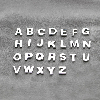 Sterling Silver Beads, with S925 Stamp, Letter A~Z, Letter N, 8x9mm, Hole: 4mm
