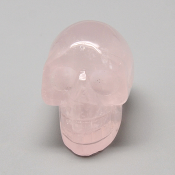 Natural Rose Quartz Display Decorations, Skull, 37~39x30~33x46~50mm