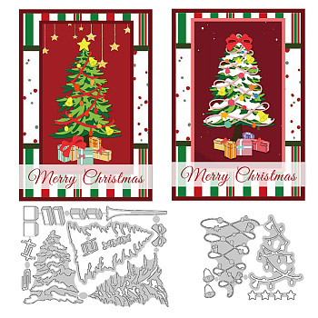Christmas Tree Carbon Steel Cutting Dies Stencils, for DIY Scrapbooking, Photo Album, Decorative Embossing Paper Card, Greeting Card Mold, 93~109x112~159x0.8mm, 2pcs/set