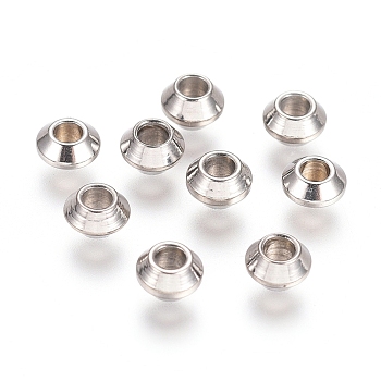 Rondelle 304 Stainless Steel Spacer Beads, Stainless Steel Color, 4x2.5mm, Hole: 1.6mm