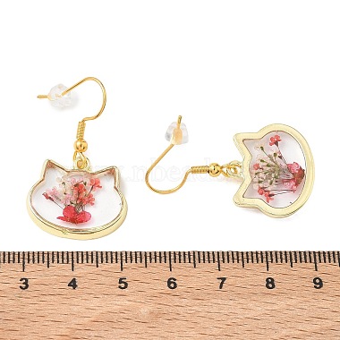 Alloy & Dried Flower Dangle Earrings(EJEW-Z169-01G-03)-3