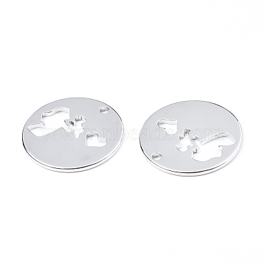 Stainless Steel Color Flat Round 304 Stainless Steel Pendants