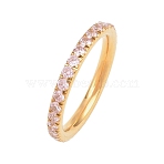 304 Stainless Steel Micro Pave Cubic Zirconia Finger Rings for Women, Golden, Pink, 2.5mm, US Size 7 1/4(17.5mm)(RJEW-F214-01G-02)