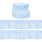 5m Polyester Lace Ribbon, Ruffled Lace Ribbon, for Curtain Accessories, with Plastic Empty Spools, Light Sky Blue, 3 inch(75mm), about 5.47 Yards(5m)/Set(OCOR-TA0003-98A)