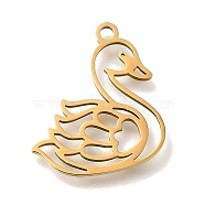 201 Stainless Steel Pendants, Swan Charms, Golden, 17x15.5x1mm, Hole: 1.6mm(STAS-R136-13G)