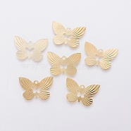 Iron Filigree Pendants, Butterfly, Golden, 15x22x0.3mm, Hole: 1.4mm(X-IFIN-F158-46G)