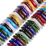 Glass Beads Strands, Triangle, Mixed Color, 9x15.5x3mm, Hole: 1mm, about 100pcs/strand, 12.01''(30.5cm)(GLAA-K061-01)