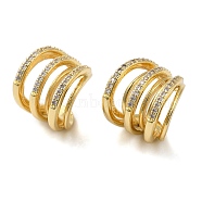 Brass Micro Pave Clear Cubic Zirconia Cuff Earrings for Women, Multilayer Arc, Golden, 15x15mm(EJEW-B057-05G)