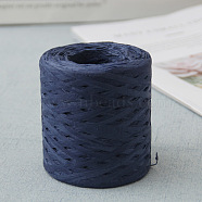 Raffia Ribbon, Packing Paper String, Raffia Twine Paper Cords for Gift Wrapping and Weaving, Midnight Blue, 3~4mm, about 218.72 Yards(200m)/Roll(SENE-PW0003-104N)