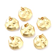 Brass Pendants, Long-Lasting Plated, Matte, Flat Round, Bumpy, Real 18K Gold Plated, 14x4mm, Hole: 3.6mm(KK-P204-07MG)