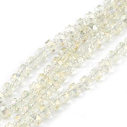 Transparent Electroplate Glass Beads Strands, Faceted, Rondelle, Full Rainbow Plated, Champagne Yellow, 5.5x3.5~4mm, Hole: 1mm, about 100pcs/strand, 21.65~22.05 inch(55~56cm)(EGLA-F153-FR02)