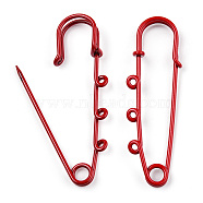 Spray Painted Iron Brooch Findings, Kilt Pins with Triple Loops, FireBrick, 59x18x6mm, Hole: 2mm(IFIN-K043-01A-08)