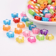 Transparent Acrylic Beads, Bead in Bead, Star, Mixed Color, 9x10x4mm, Hole: 2mm, about 104pcs/20g(Y-TACR-S116-M)